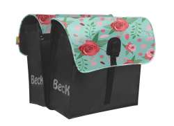 Beck Double Sacoche 35L Fleurs - Noir/Cyan