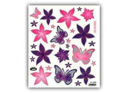 HBS V&eacute;lo Autocollant Papillon Et Fleurs Violet/Rose